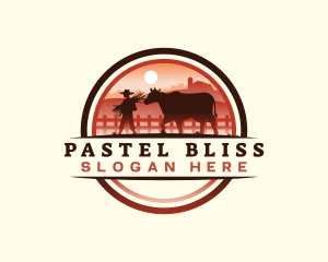 Farmer Cattle Pasture logo design