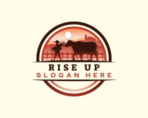 Farmer Cattle Pasture logo design