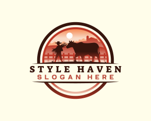 Shepherd - Farmer Cow Farm logo design