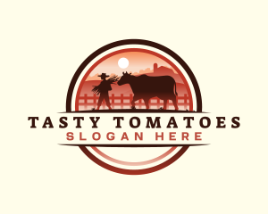 Farmer Cattle Pasture logo design