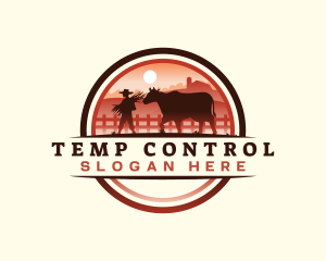 Farmer Cattle Pasture logo design