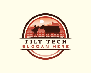 Farmer Cattle Pasture logo design