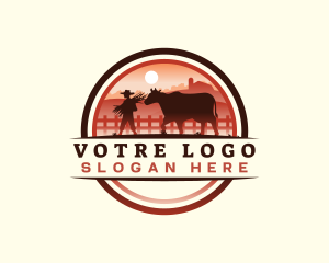 Farmer Cow Pasture logo design