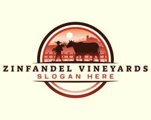 Farmer Cattle Pasture logo design