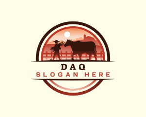 Farmer Cow Pasture logo design