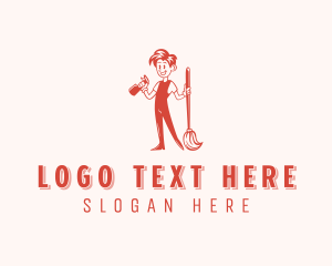 Cleaner - Mop Janitorial Cleaner logo design