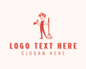 Vintage - Mop Janitorial Cleaner logo design