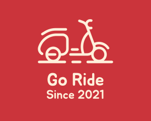 Beige Scooter Ride logo design