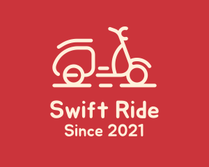 Beige Scooter Ride logo design