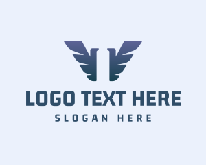 Blue - Wing Bird Letter T logo design