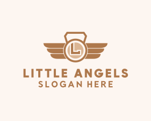 Winged Kettlebell Letter L logo design