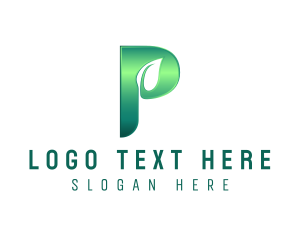 Bio - Glossy Leaf Letter P logo design