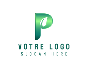 Glossy Leaf Letter P Logo