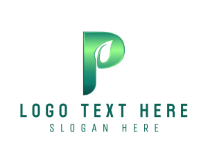 Glossy Leaf Letter P Logo