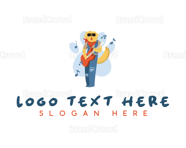 Dog Guitarist Musician Logo