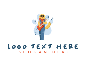 Dog Guitarist Musician logo design