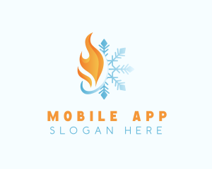 Heat - Flame Winter Snowflake logo design