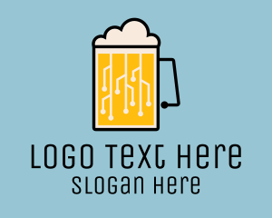 Liqueur - Beer Mug Circuit logo design