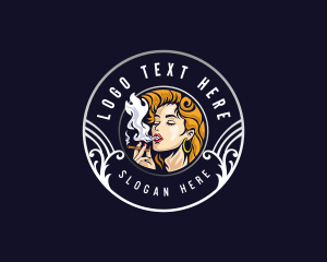 Lady - Woman Smoking Cigarette logo design