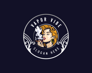 Woman Smoking Cigarette logo design