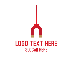 Broom - Red Magnet Stick logo design
