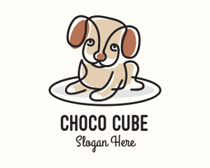Dog Walker - Cute Monoline Puppy logo design
