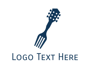 Eat - Guitar Fork Food Music Restaurant logo design