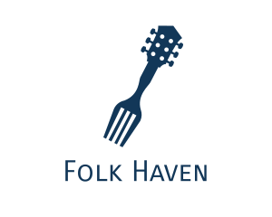 Folk - Guitar Fork Food Music Restaurant logo design
