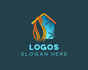 Heating - House Heating & Cooling logo design