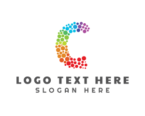 Dots - Colorful Rainbow Letter C logo design