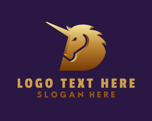 Gold - Unicorn Mythical Creature logo design