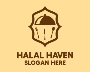 Halal - Culinary Catering Cloche Badge logo design