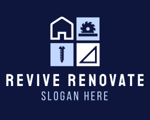 Renovate - House Carpentry Builder Construction logo design