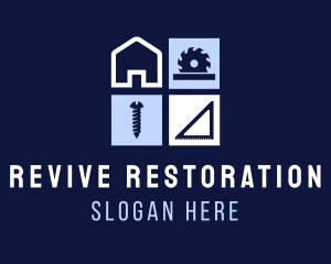 Restoration - House Carpentry Builder Construction logo design