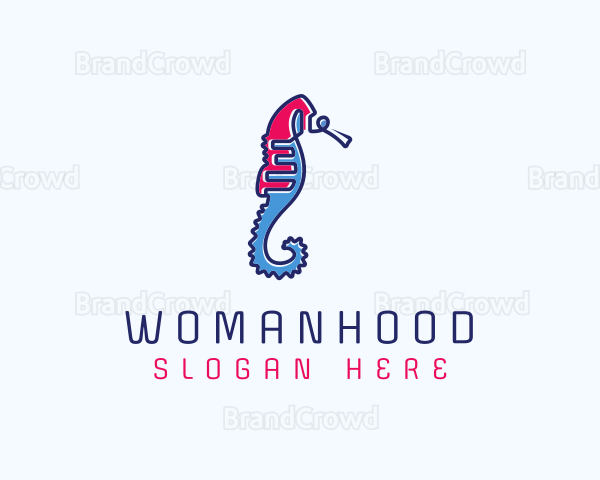 Aquatic Seahorse Scribble Logo