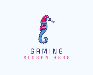 Aquatic Seahorse Scribble Logo