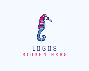 Aquarium Fish - Aquatic Seahorse Scribble logo design