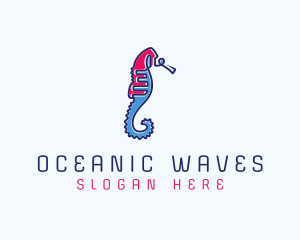 Marine Life - Aquatic Seahorse Scribble logo design