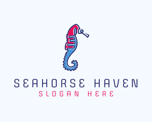 Seahorse - Aquatic Seahorse Scribble logo design