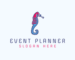 Fish - Aquatic Seahorse Scribble logo design