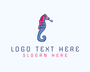 Aquarium - Aquatic Seahorse Scribble logo design