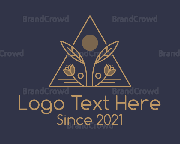 Gold Triangle Floral Badge Logo