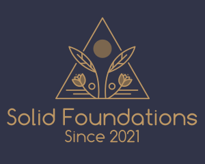 Herb - Gold Triangle Floral Badge logo design