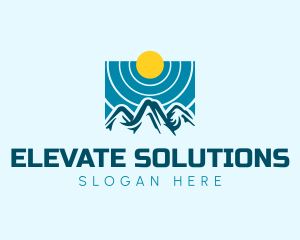 Level - Mountain Sky Sun logo design