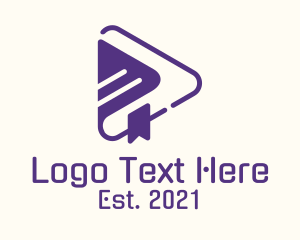 Speech - Bookmark Play Button logo design