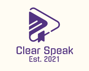 Speech - Bookmark Play Button logo design