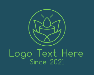 Candlelight - Green Leaf Candle logo design
