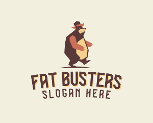 Fat - Walking Fat Bear logo design