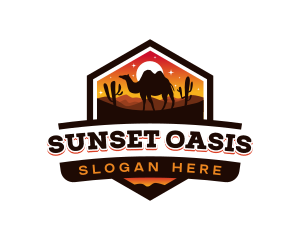 Camel Sunset Desert logo design