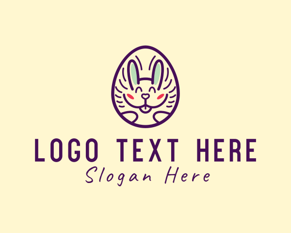 Bunny - Happy Bunny Egg logo design